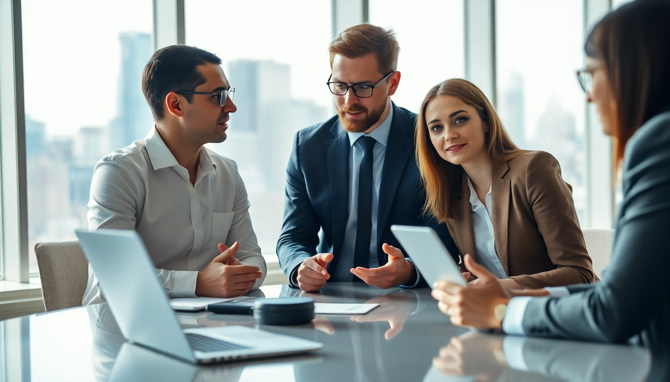 Headhunter Schweiz berät Kunden in einem modernen Büro mit direktem Blick auf den hektischen Stadtalltag.