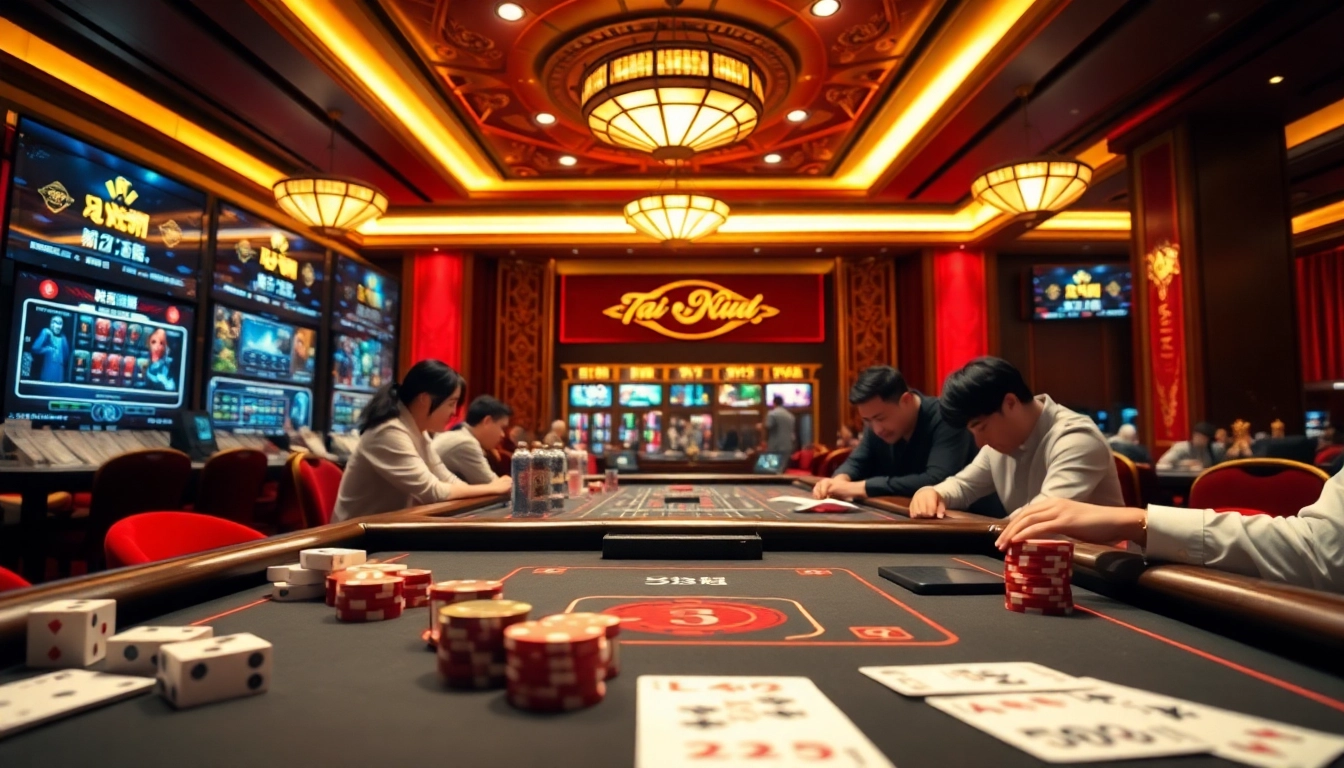 Engage with Tài Xỉu MD5 in an elegant casino setting, showcasing excitement and transparency in online gambling.