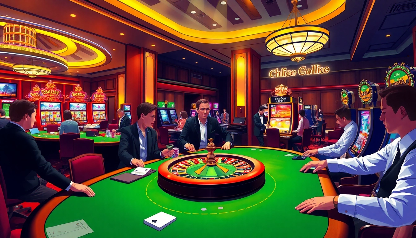 Experience the vibrant excitement of SKY88 as players engage at the luxurious casino tables.