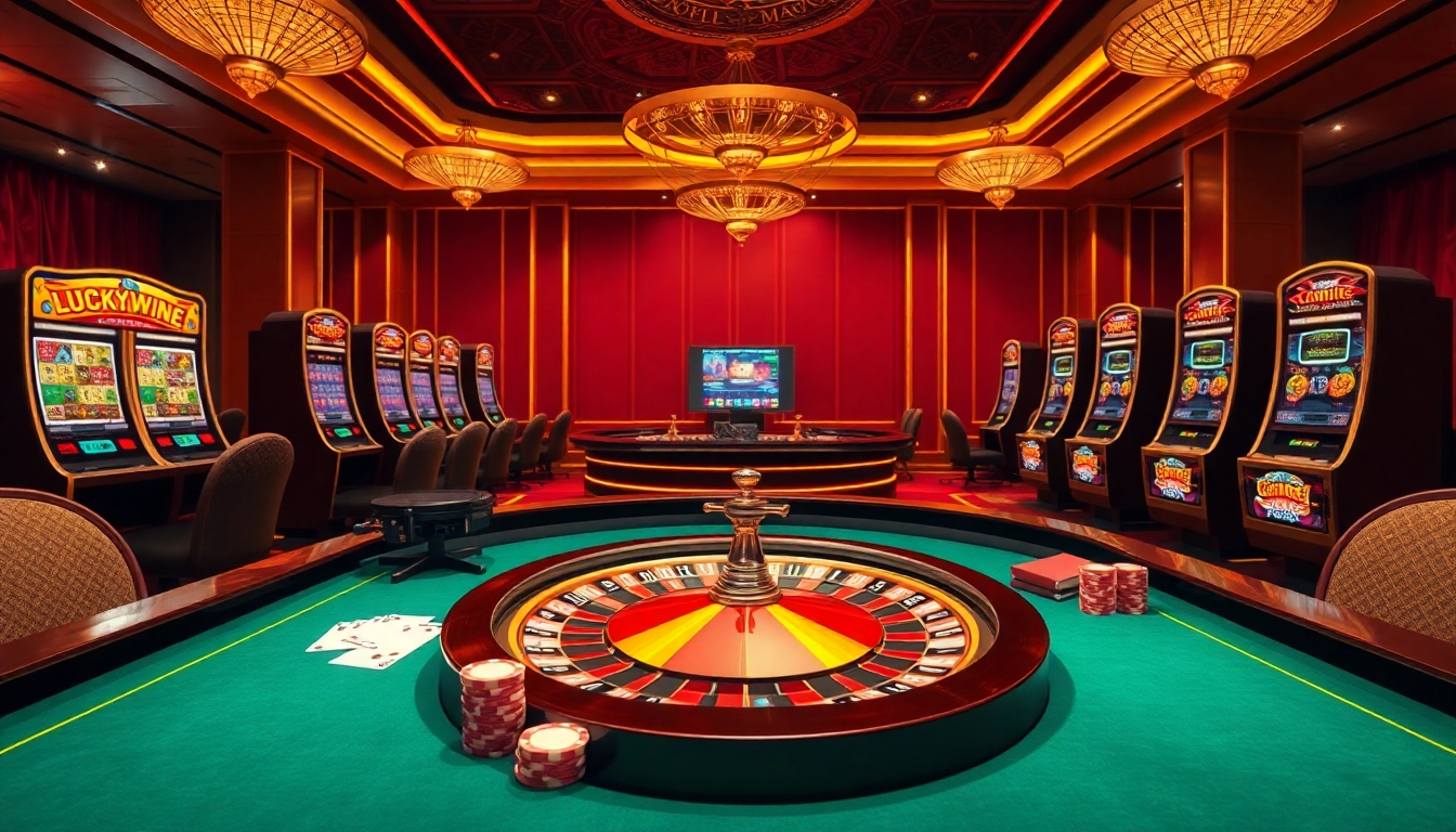 Experience thrilling gaming at https://luckywin.tech/ with vibrant casino visuals featuring roulette and poker.