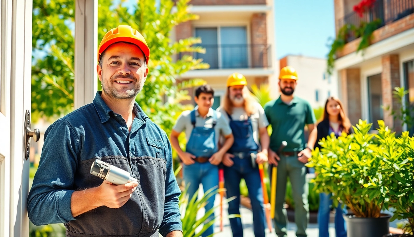 Hausmeisterservice München mit einem Reinigungsteam in einer gepflegten Umgebung.