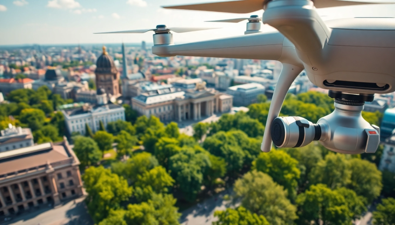Drohnenaufnahmen Berlin von der Skyline und den historischen Wahrzeichen der Stadt