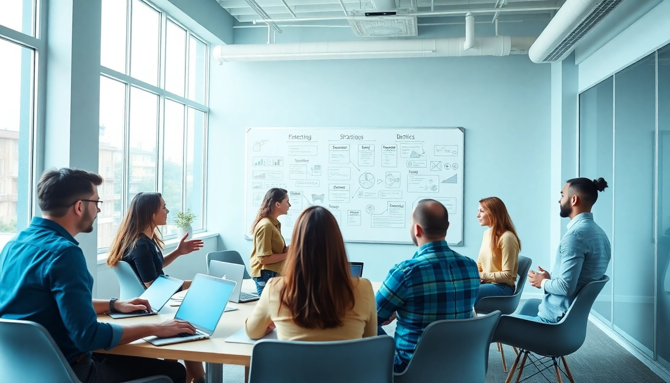 Agentur für Suchmaschinenoptimierung erarbeitet kreative Strategien in einem modernen Büro.