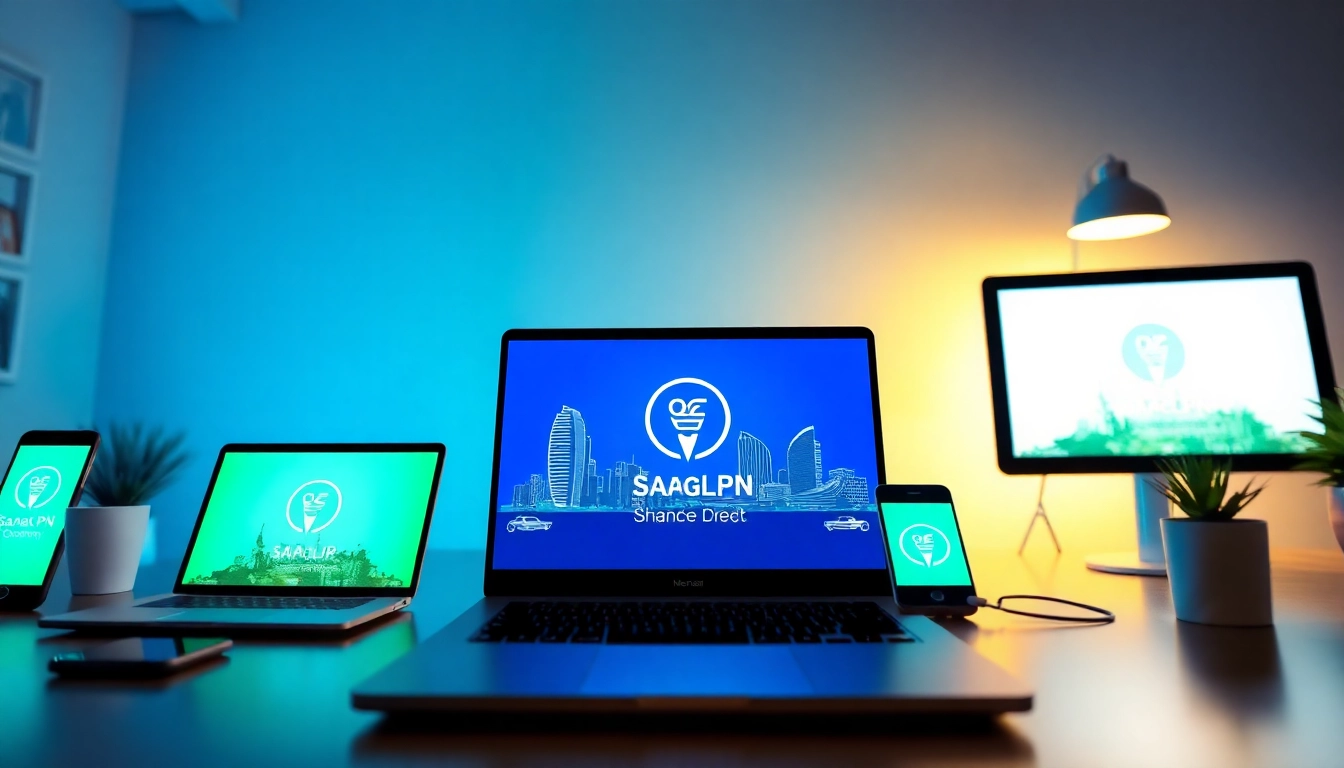 快连下载界面在现代设备上展示，呈现在充满活力的数字工作空间中。