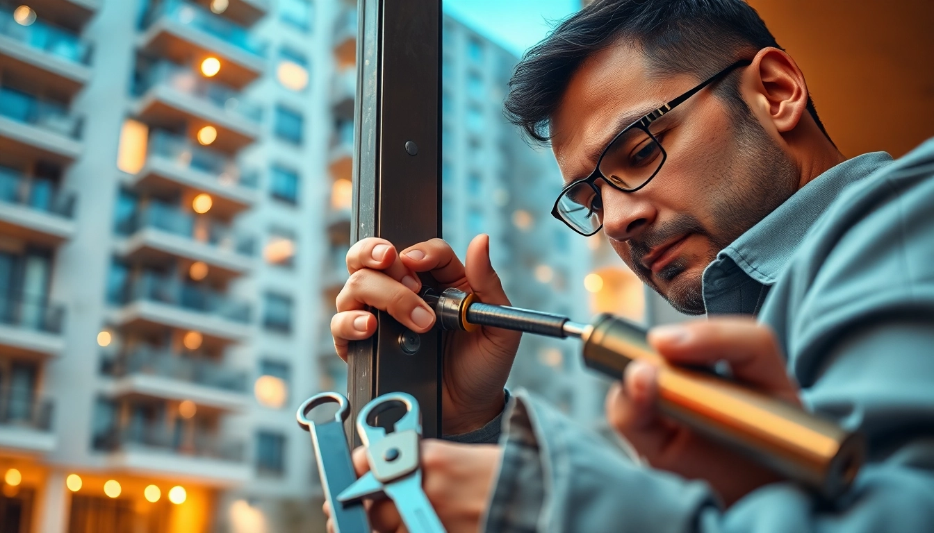 Schlüsseldienst Berlin - Professioneller Schlüsseldienst bei der Arbeit an einem Türschloss in Berlin