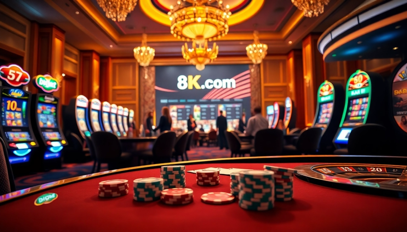 Experience thrilling gameplay at 8kbet.com with luxurious casino elements and vibrant action.