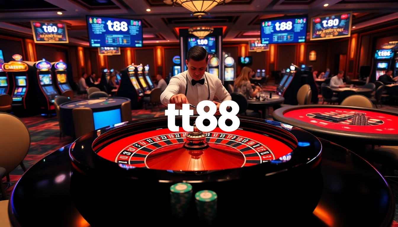 tt88 players engaging with casino games at a luxurious roulette table.
