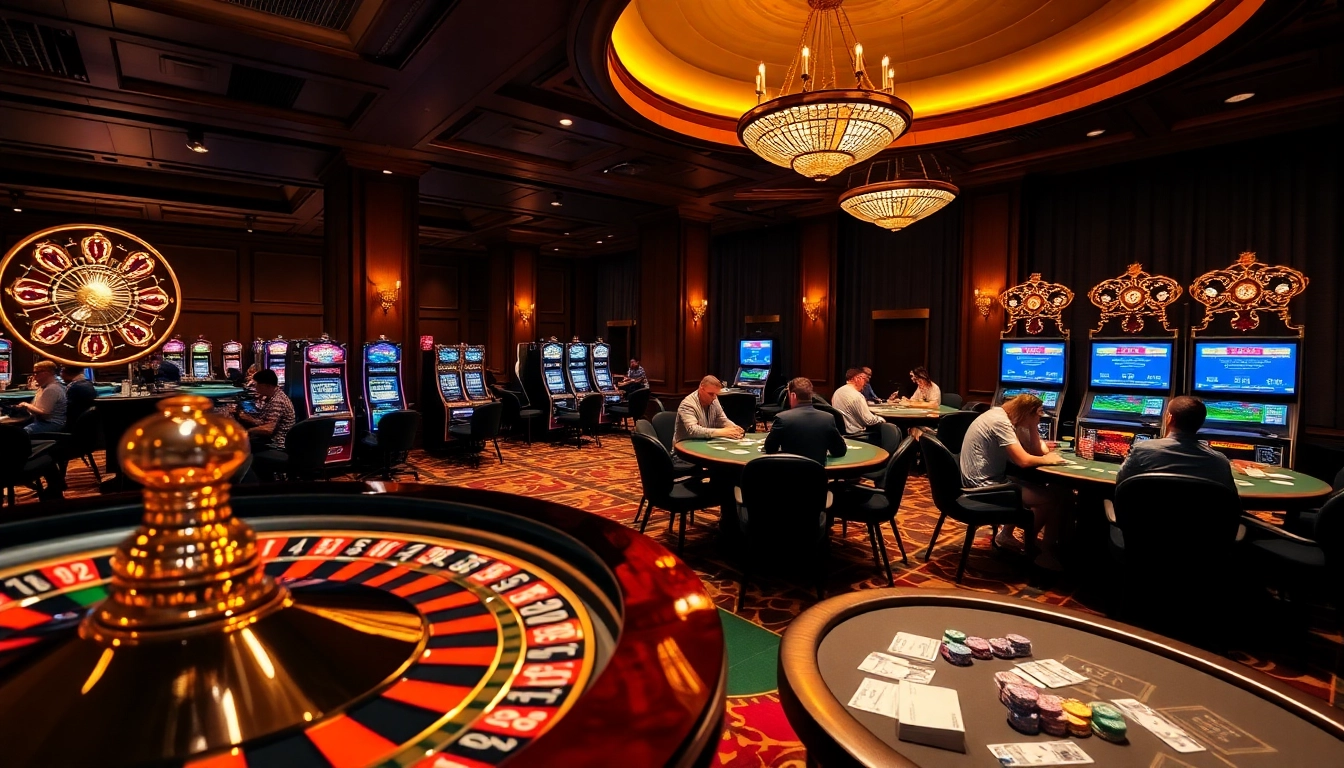 Players enjoying the excitement of CM88 gaming tables at a luxurious casino.
