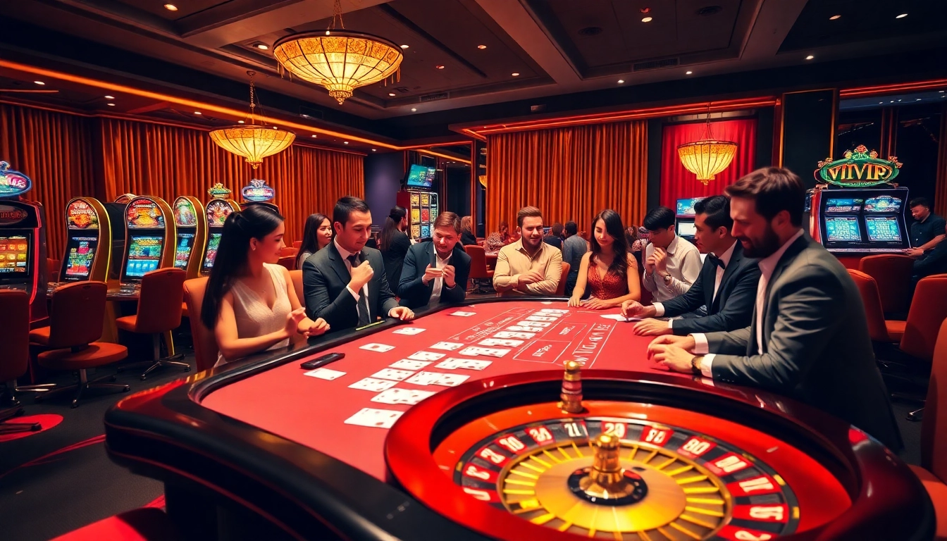 Experience thrilling action at vipwin with luxurious tables, colorful chips, and excited players.