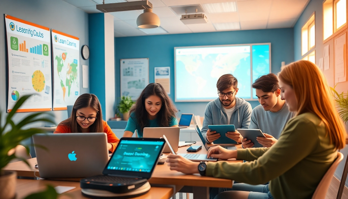 Students using innovative technology for learning in a modern educational setting, representing 有道.