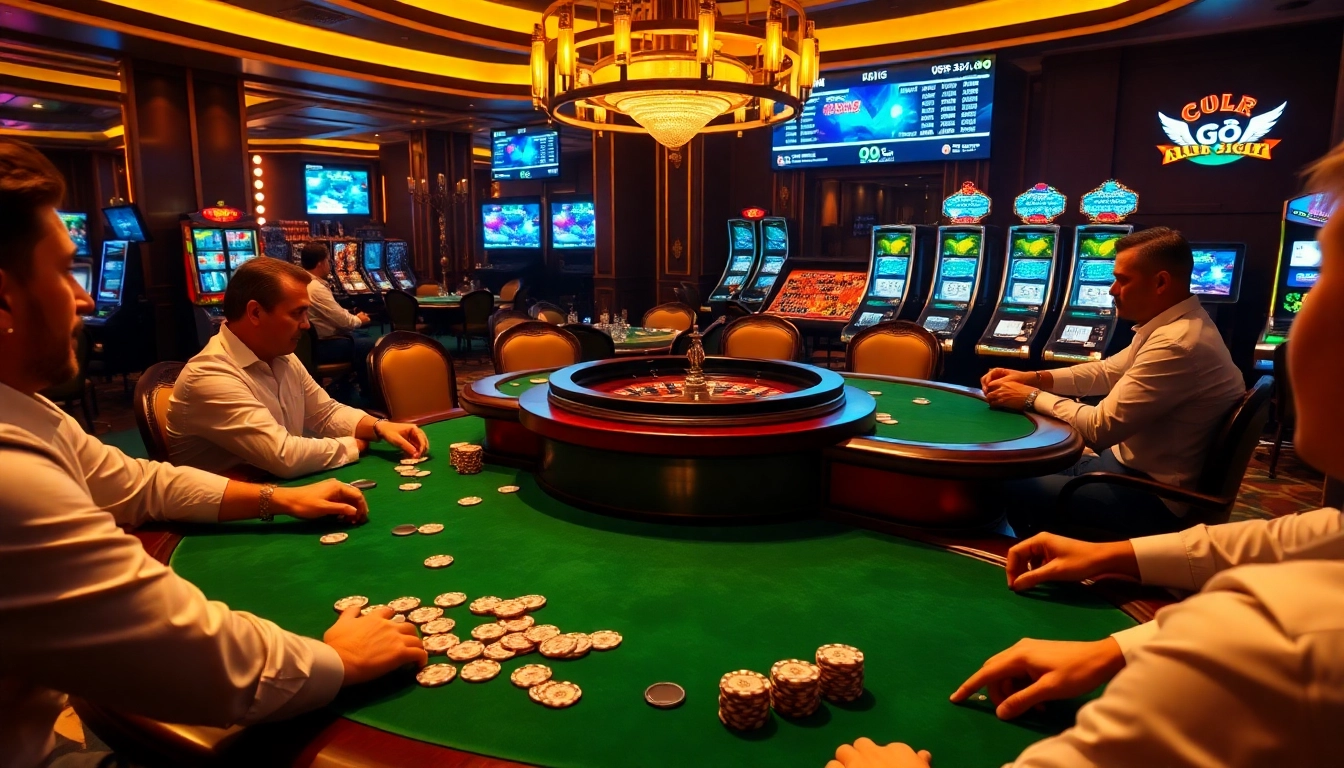 Experience the thrill of betting at go8’s luxurious casino with an engaging poker game scene.