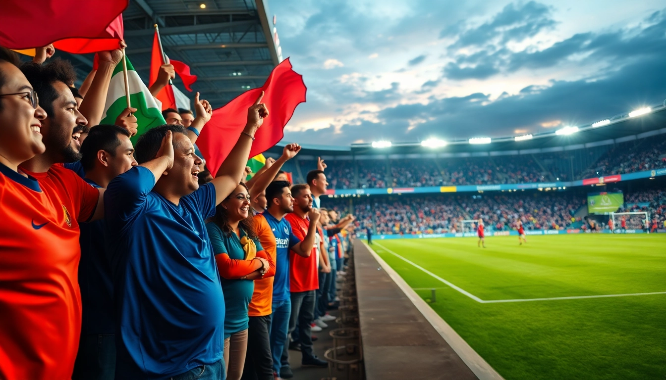 Live soccer match scene showcasing fans and stadium, promoting https://okwintv.zone/ for a thrilling experience.