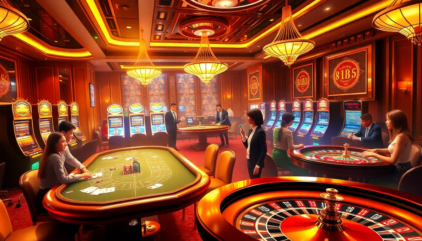 Players engaging in thrilling poker and roulette experiences at the OK8386 casino.
