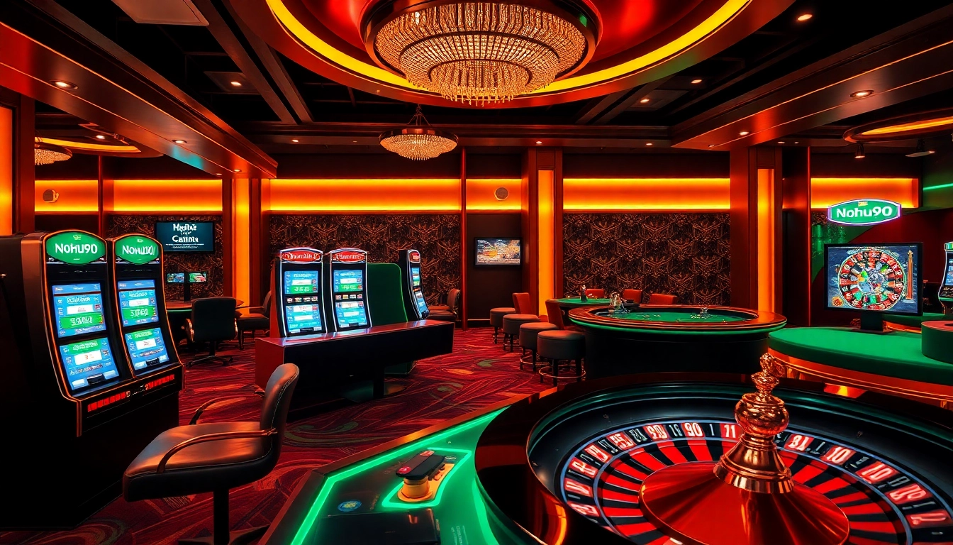 Nohu90 platform showcasing luxurious online casino experience with vibrant aesthetics and engaging elements.