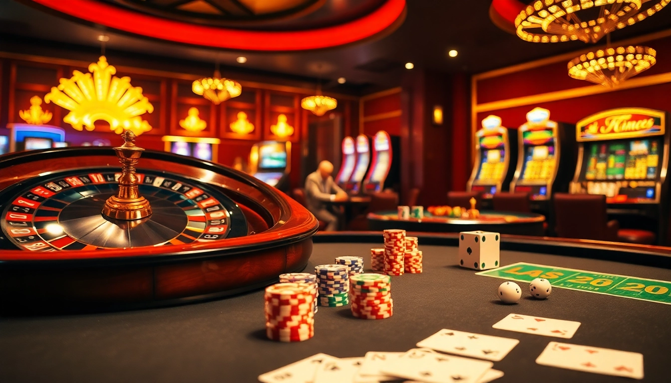 Experience the thrill of winning at s8king.com with a luxurious casino scene showcasing poker and roulette.