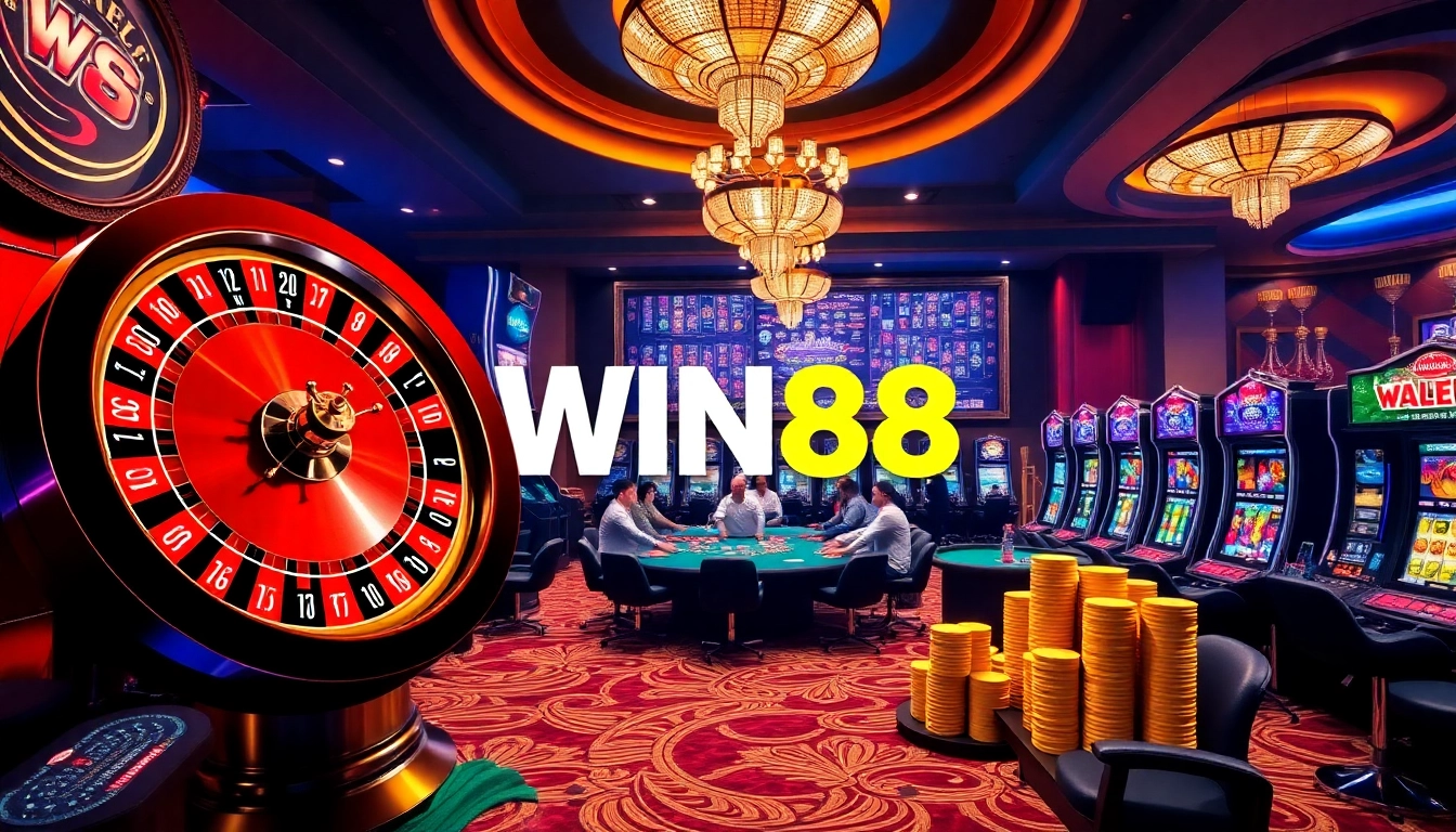 Experience thrilling gambling at WIN88 with vibrant casino games and players in action.