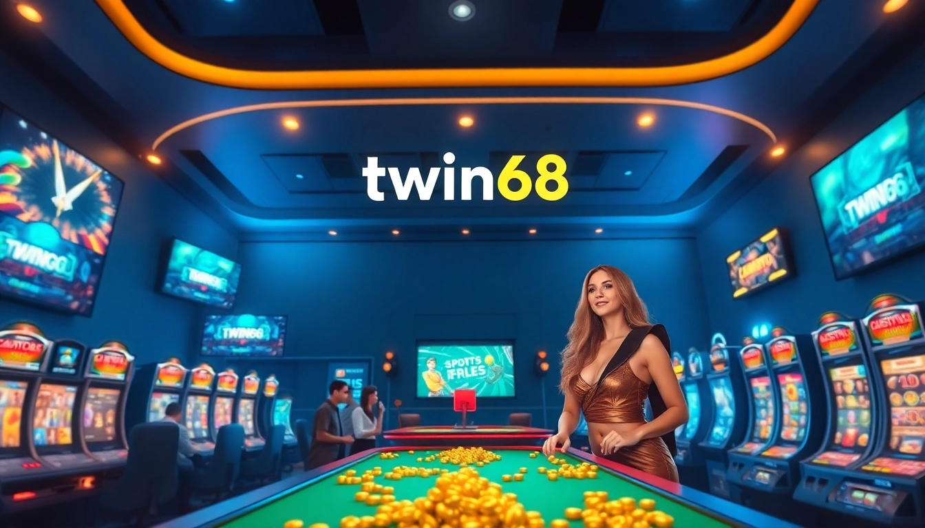 Twin68 online gaming platform with vibrant casino and sports betting experience showing players engaged with games.