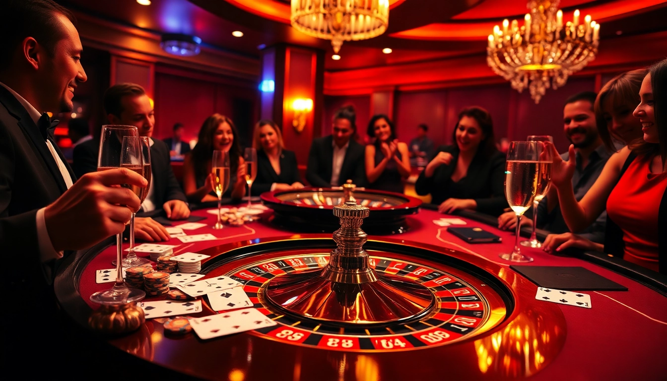 Experiență de joc captivantă la cazinourile online Germania cu fichițe de poker și o roată de ruletă.