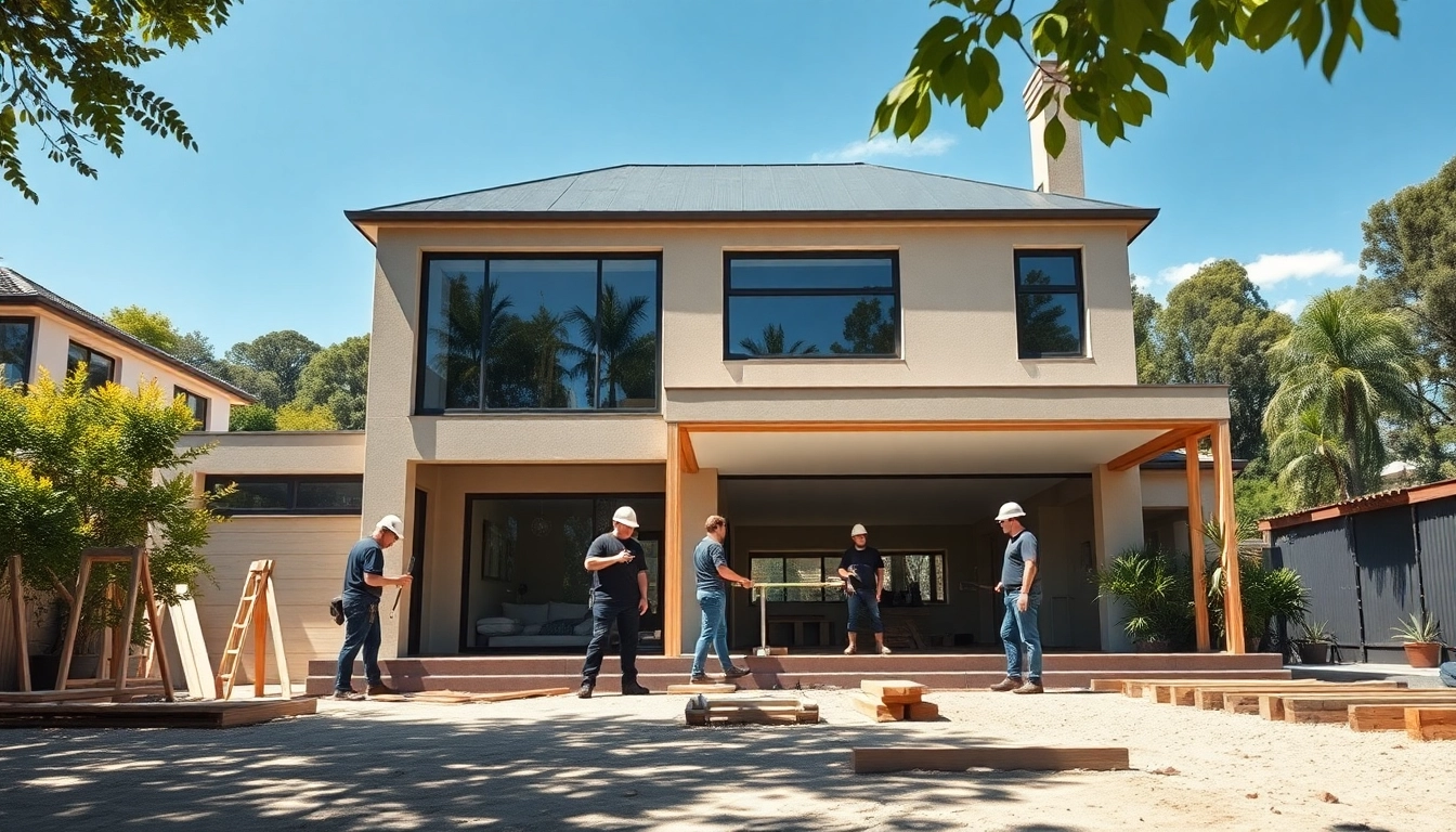 House extension construction showcasing modern architecture and professional builders in Melbourne.