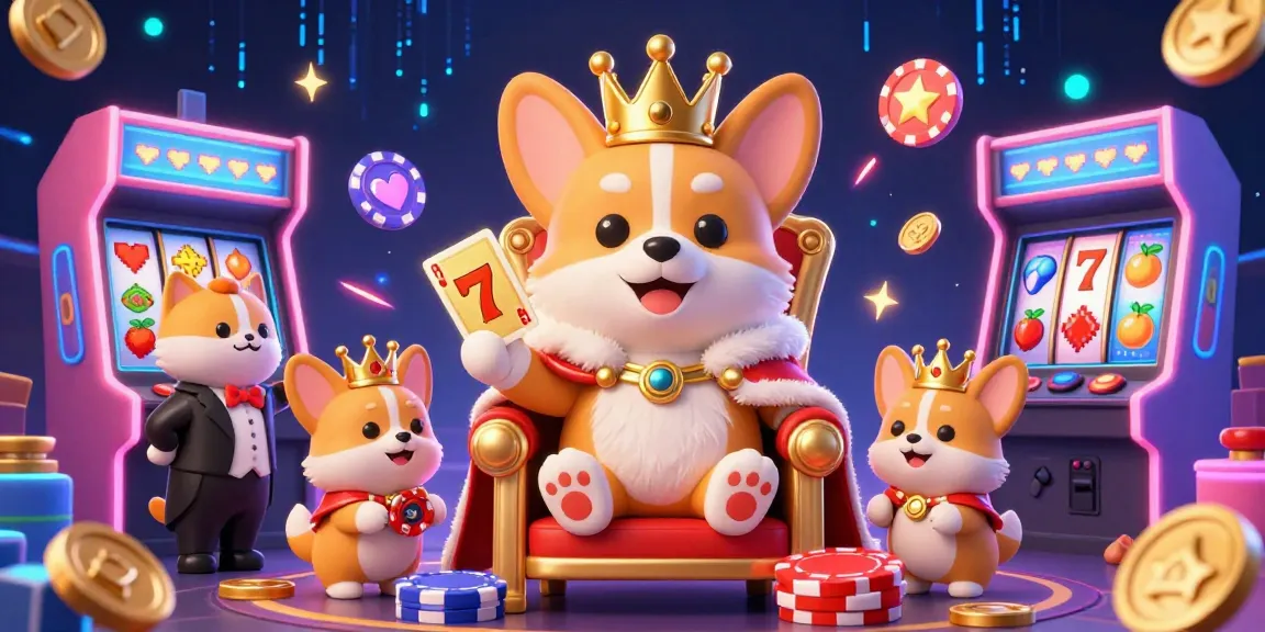 Engage with the royal corgi at the casino's colorful gaming realm, showcasing google with vibrant slot features.