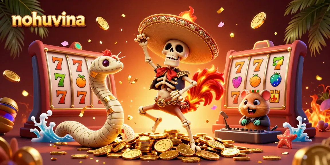 Experience nohuvina with a vibrant victory dance scene featuring gambling icons and rich graphics.