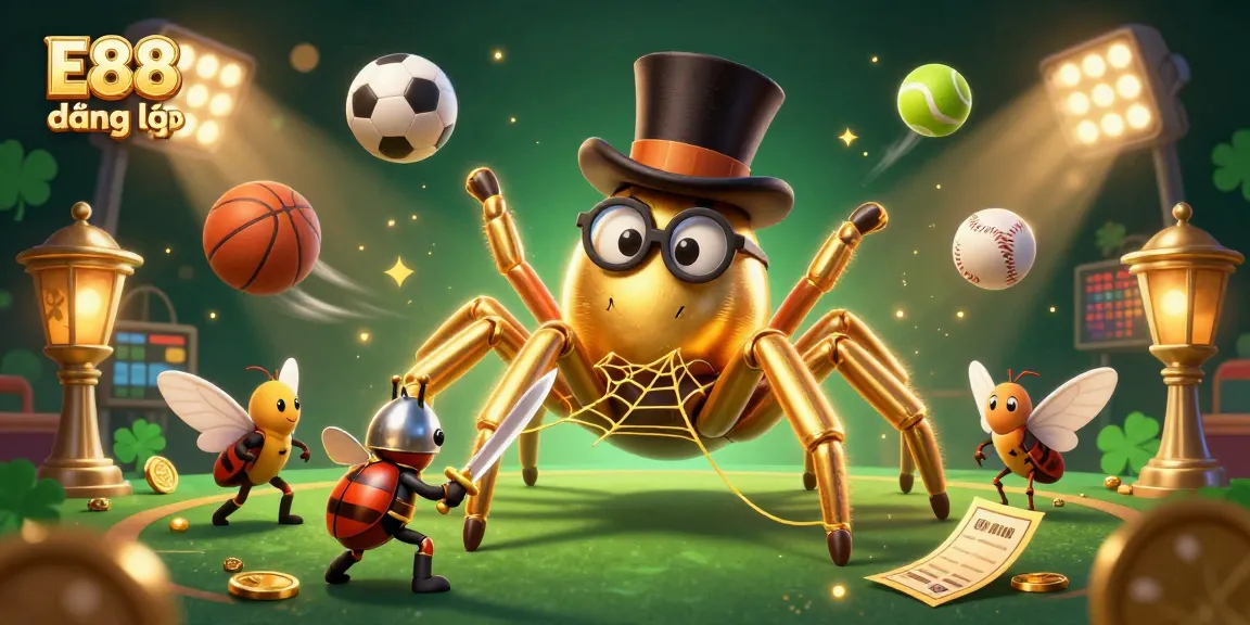 Engage in EE88 đăng nhập with this dynamic scene of a golden tarantula and beetle knight in a vibrant casino.