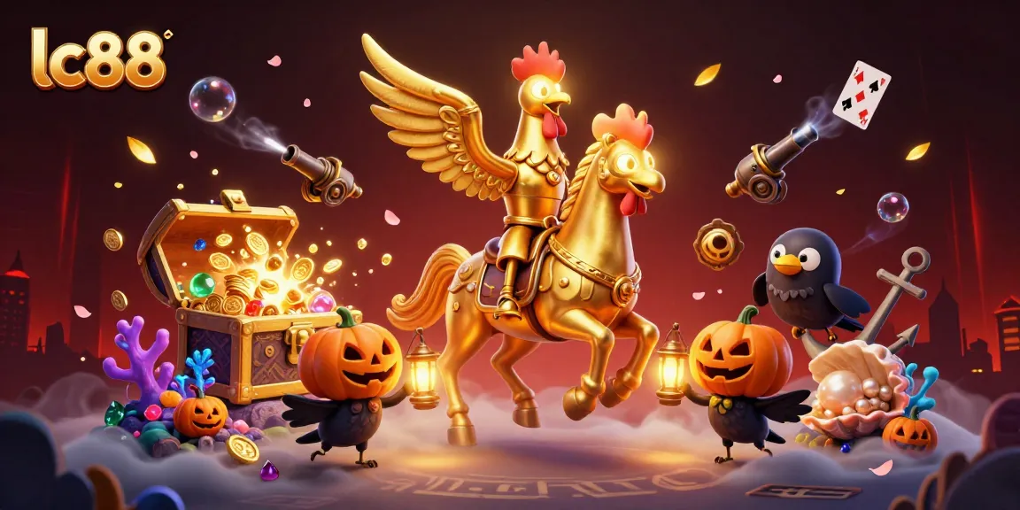 Experience exhilarating moments at lc88 with a golden rooster in a mystical casino scene.