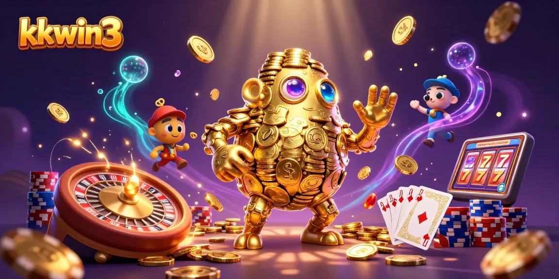Experience thrilling gameplay at kkwin3 with vivid scenes showcasing a golden golem and casino elements.
