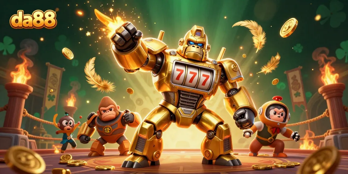 Engage with da88 in this vibrant 3D scene featuring dynamic elements of sports betting and exciting casino action.